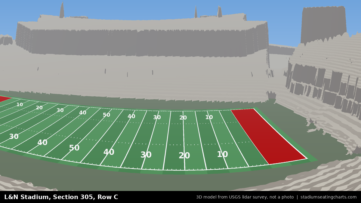 View from L&N Stadium Section 305, Row C, looking toward the field