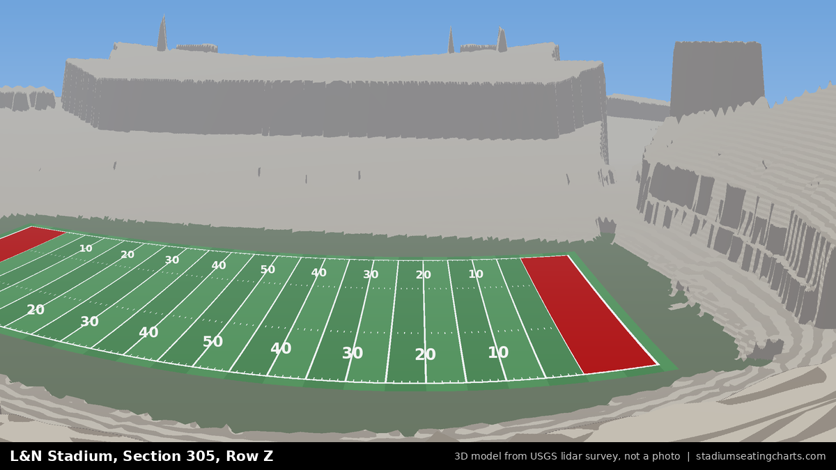 View from L&N Stadium Section 305, Row Z, looking toward the field