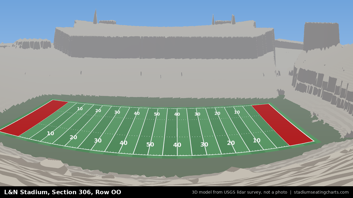 View from L&N Stadium Section 306, Row OO, looking toward the field
