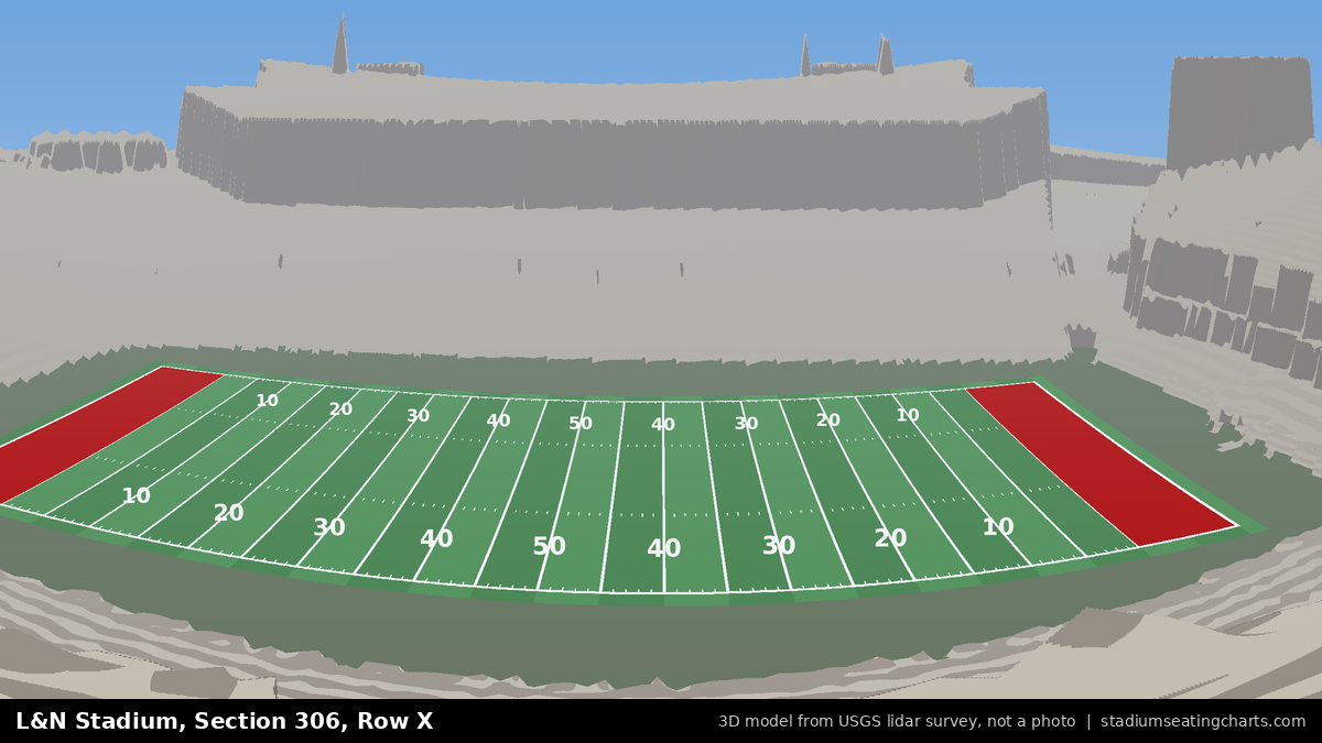 View from L&N Stadium Section 306, Row X, looking toward the field