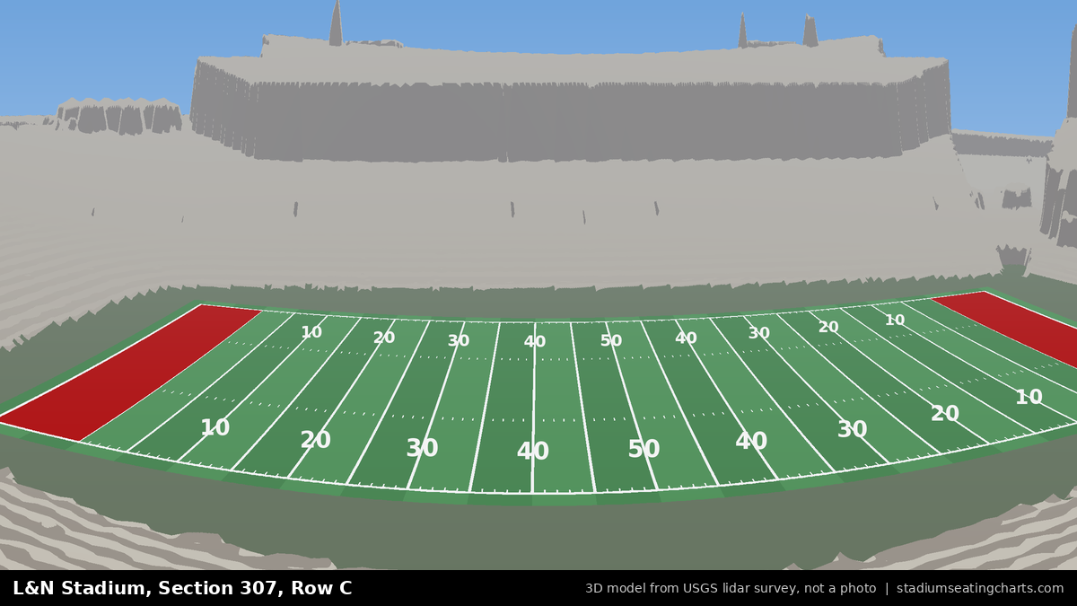 View from L&N Stadium Section 307, Row C, looking toward the field