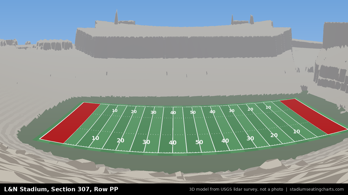 View from L&N Stadium Section 307, Row PP, looking toward the field