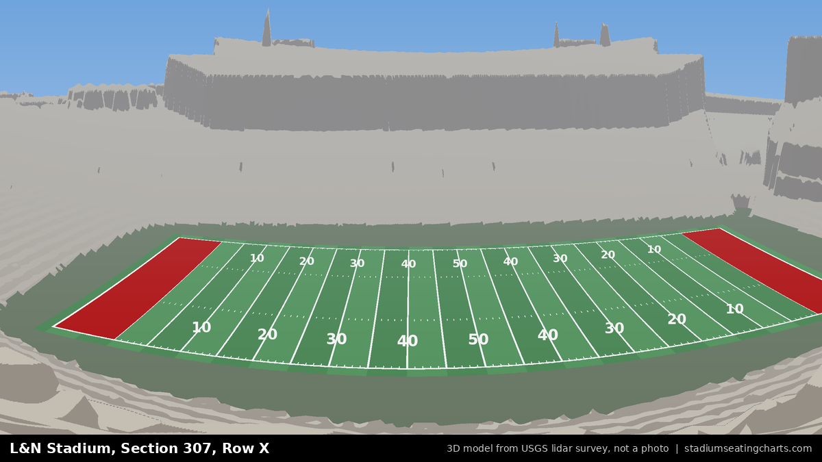 View from L&N Stadium Section 307, Row X, looking toward the field