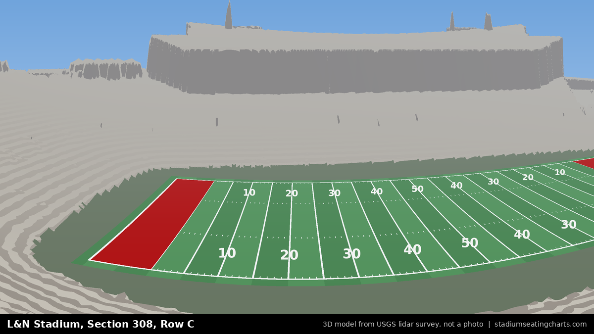 View from L&N Stadium Section 308, Row C, looking toward the field