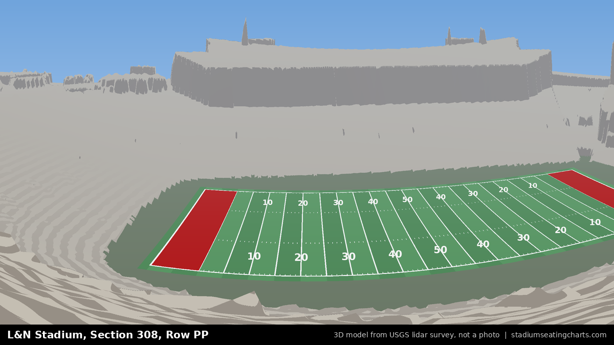 View from L&N Stadium Section 308, Row PP, looking toward the field