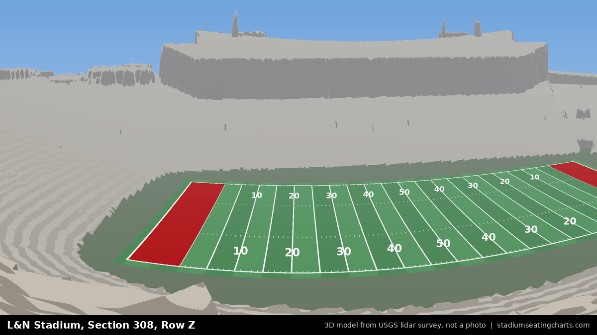 View from L&N Stadium Section 308, Row Z, looking toward the field
