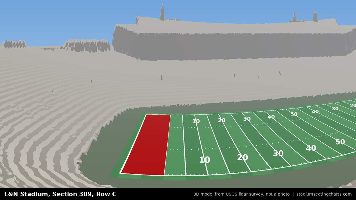 View from L&N Stadium Section 309, Row C, looking toward the field