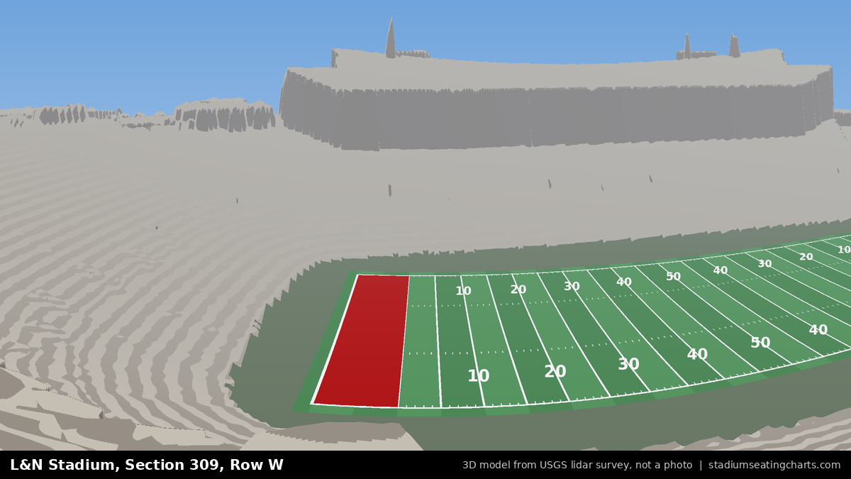 View from L&N Stadium Section 309, Row W, looking toward the field