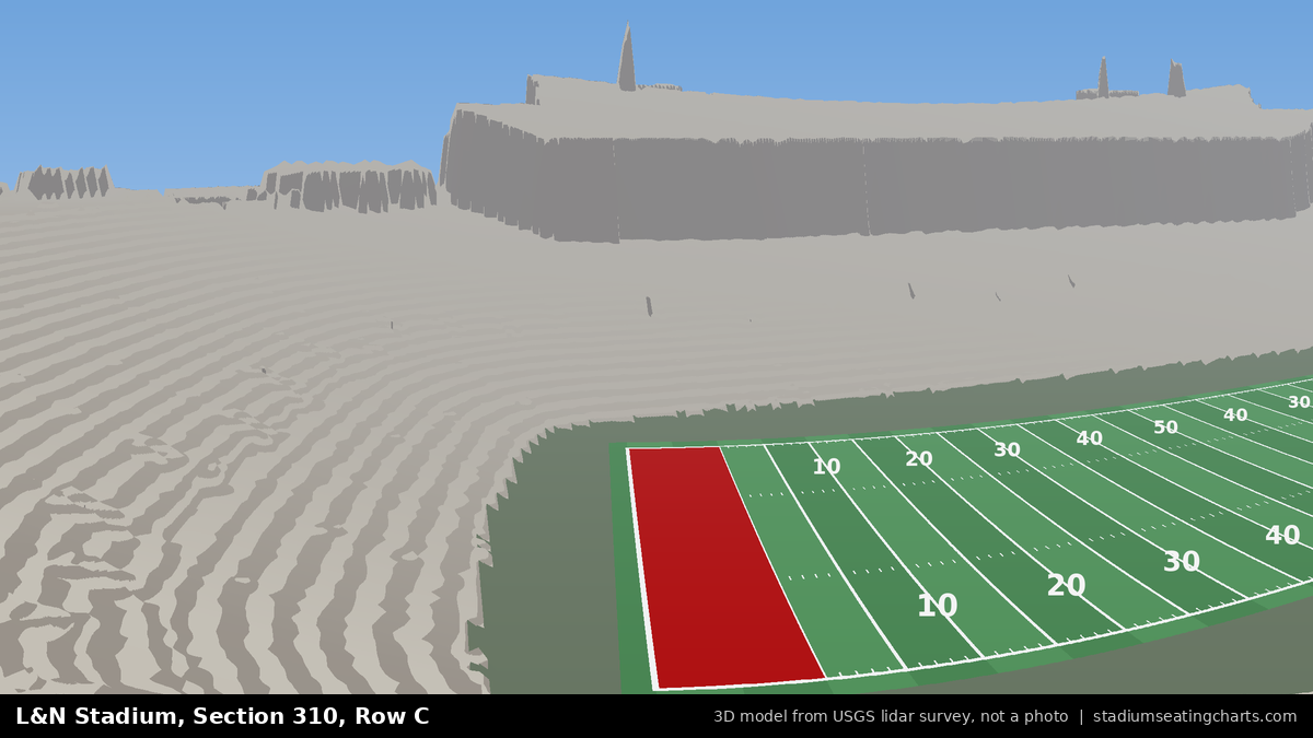 View from L&N Stadium Section 310, Row C, looking toward the field