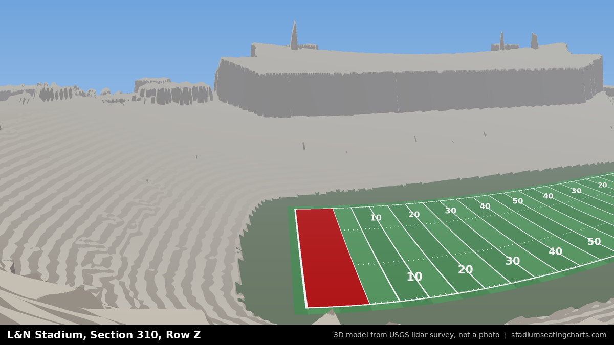View from L&N Stadium Section 310, Row Z, looking toward the field