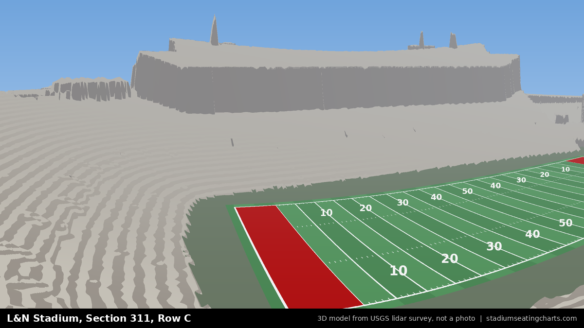 View from L&N Stadium Section 311, Row C, looking toward the field