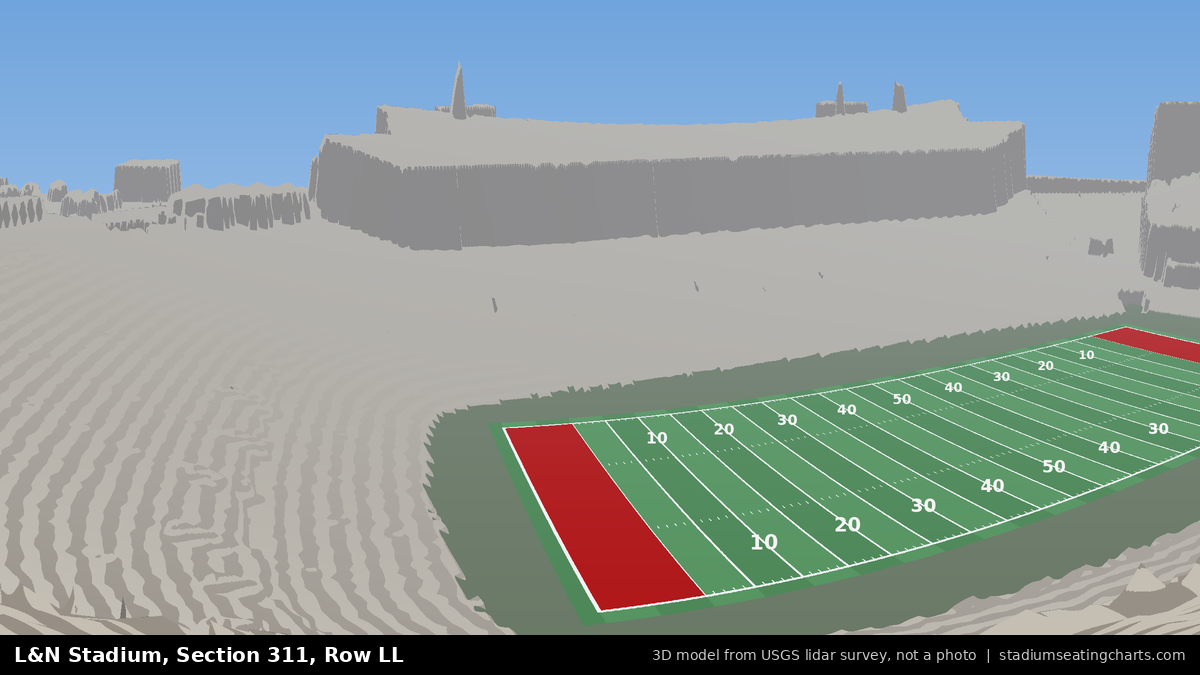 View from L&N Stadium Section 311, Row LL, looking toward the field
