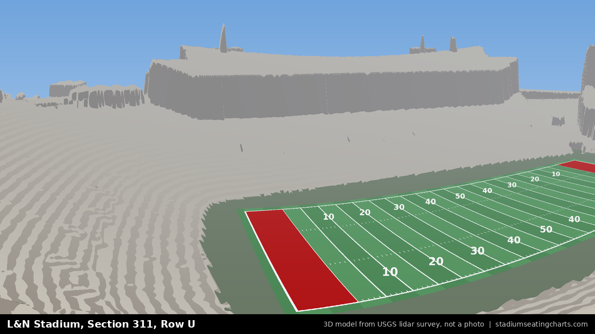 View from L&N Stadium Section 311, Row U, looking toward the field