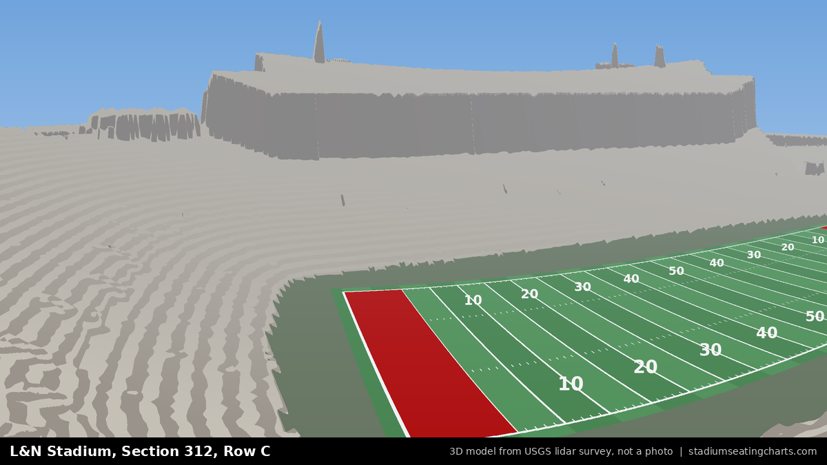 View from L&N Stadium Section 312, Row C, looking toward the field