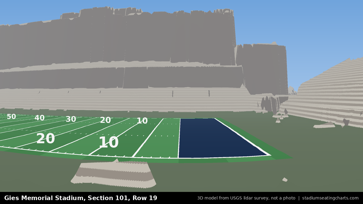 View from Gies Memorial Stadium Section 101, Row 19, looking toward the field