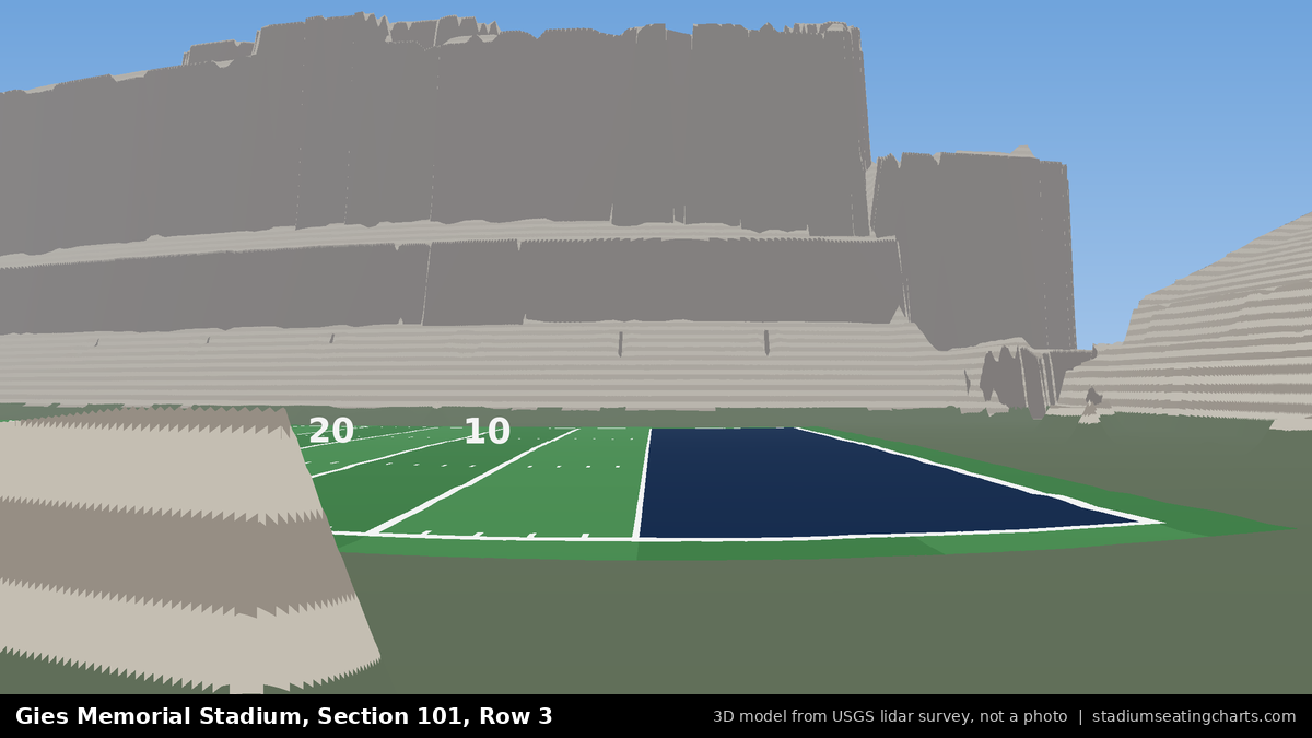 View from Gies Memorial Stadium Section 101, Row 3, looking toward the field