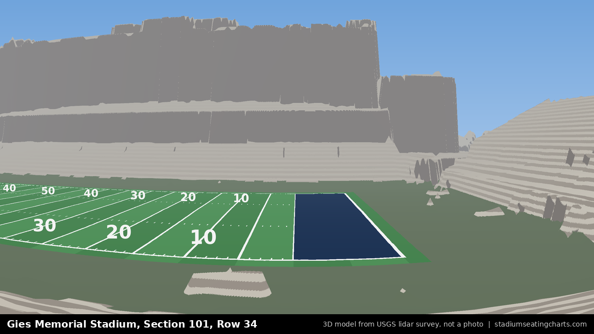 View from Gies Memorial Stadium Section 101, Row 34, looking toward the field