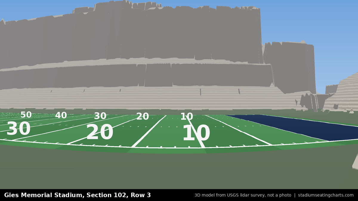 View from Gies Memorial Stadium Section 102, Row 3, looking toward the field