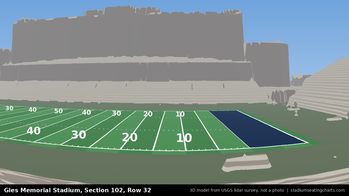 View from Gies Memorial Stadium Section 102, Row 32, looking toward the field