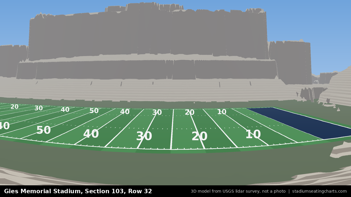 View from Gies Memorial Stadium Section 103, Row 32, looking toward the field