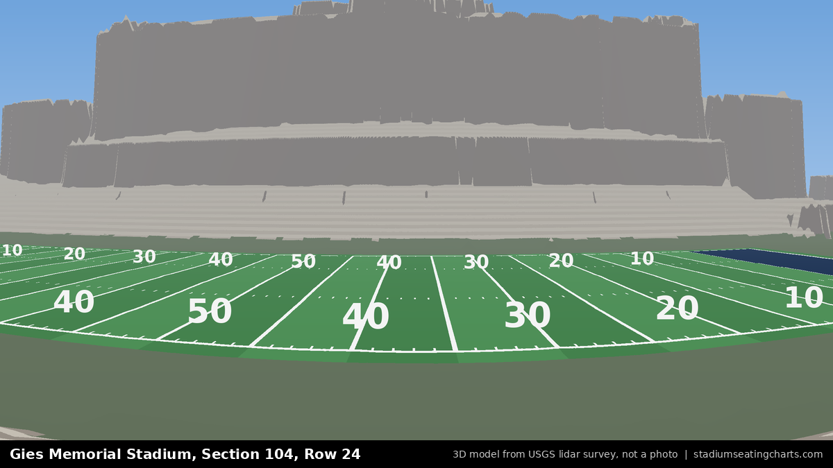 View from Gies Memorial Stadium Section 104, Row 24, looking toward the field
