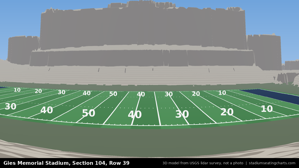View from Gies Memorial Stadium Section 104, Row 39, looking toward the field