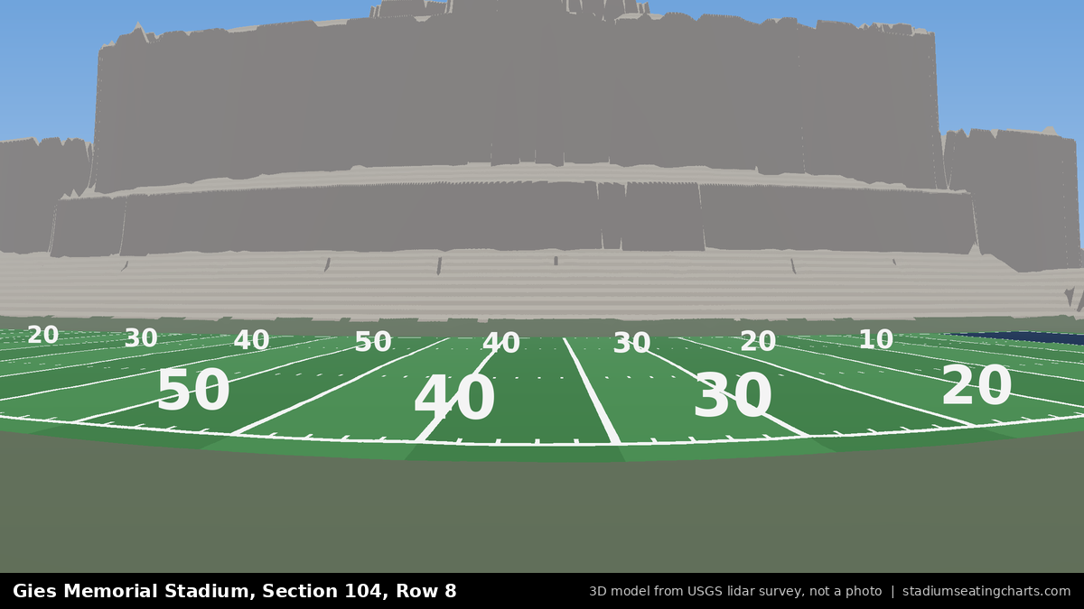 View from Gies Memorial Stadium Section 104, Row 8, looking toward the field