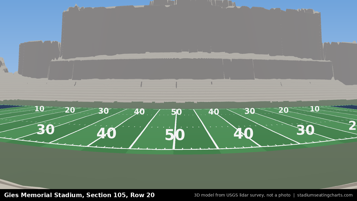View from Gies Memorial Stadium Section 105, Row 20, looking toward the field