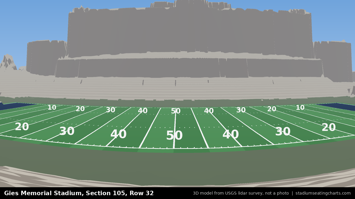 View from Gies Memorial Stadium Section 105, Row 32, looking toward the field
