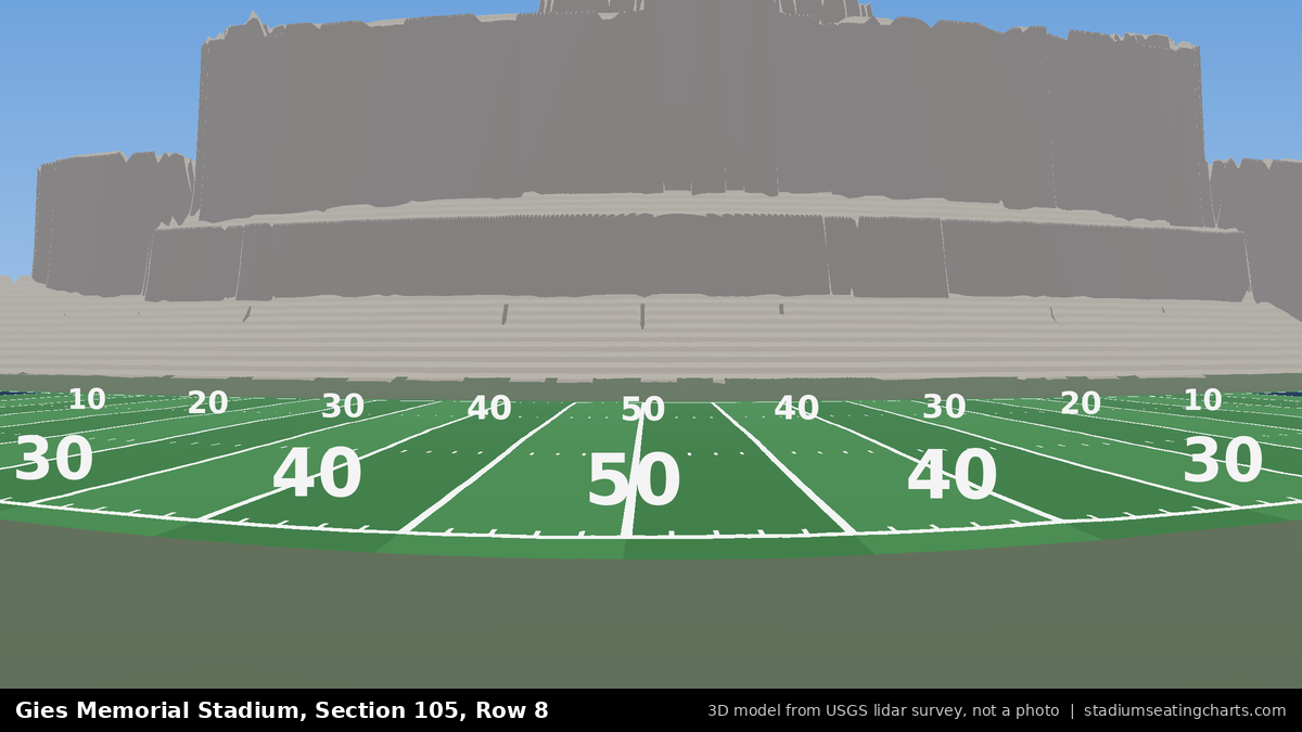 View from Gies Memorial Stadium Section 105, Row 8, looking toward the field