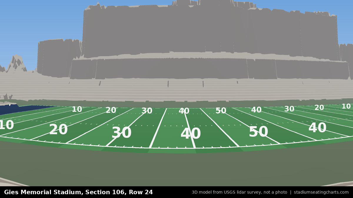 View from Gies Memorial Stadium Section 106, Row 24, looking toward the field