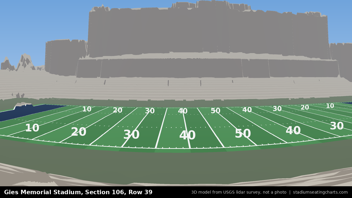 View from Gies Memorial Stadium Section 106, Row 39, looking toward the field