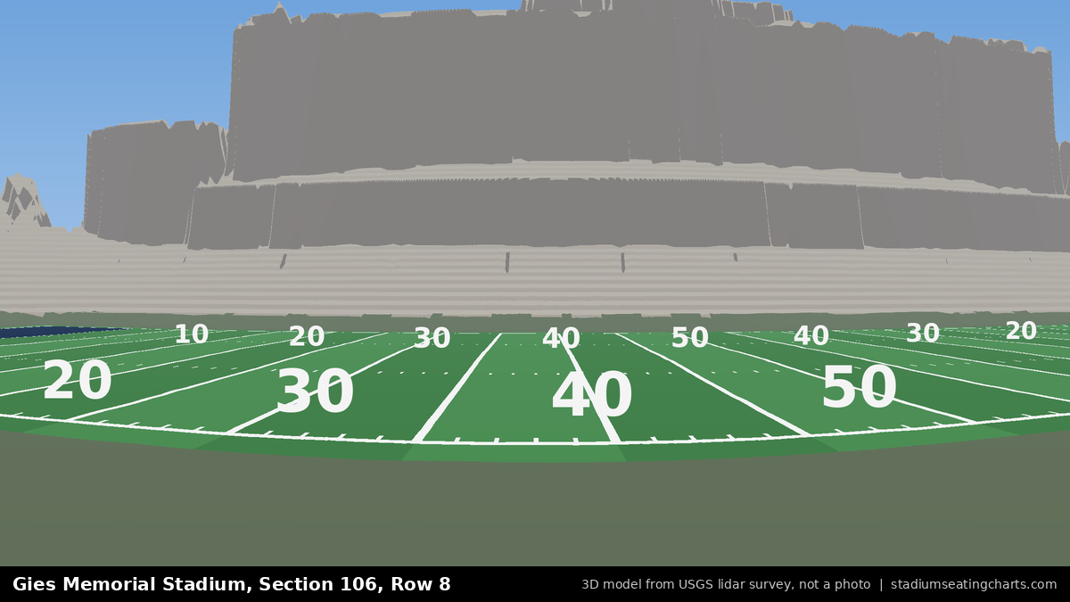 View from Gies Memorial Stadium Section 106, Row 8, looking toward the field