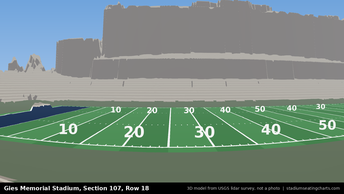 View from Gies Memorial Stadium Section 107, Row 18, looking toward the field