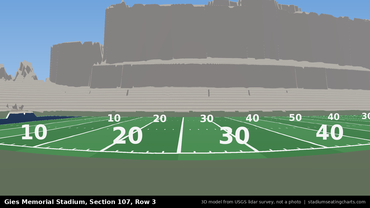 View from Gies Memorial Stadium Section 107, Row 3, looking toward the field