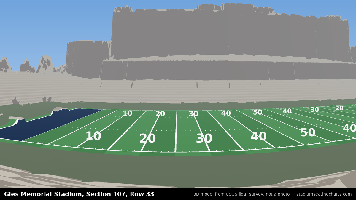 View from Gies Memorial Stadium Section 107, Row 33, looking toward the field