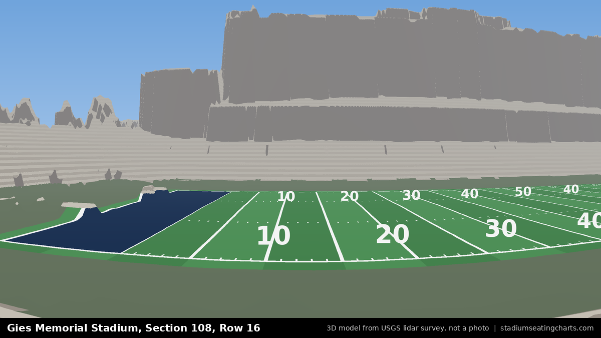 View from Gies Memorial Stadium Section 108, Row 16, looking toward the field
