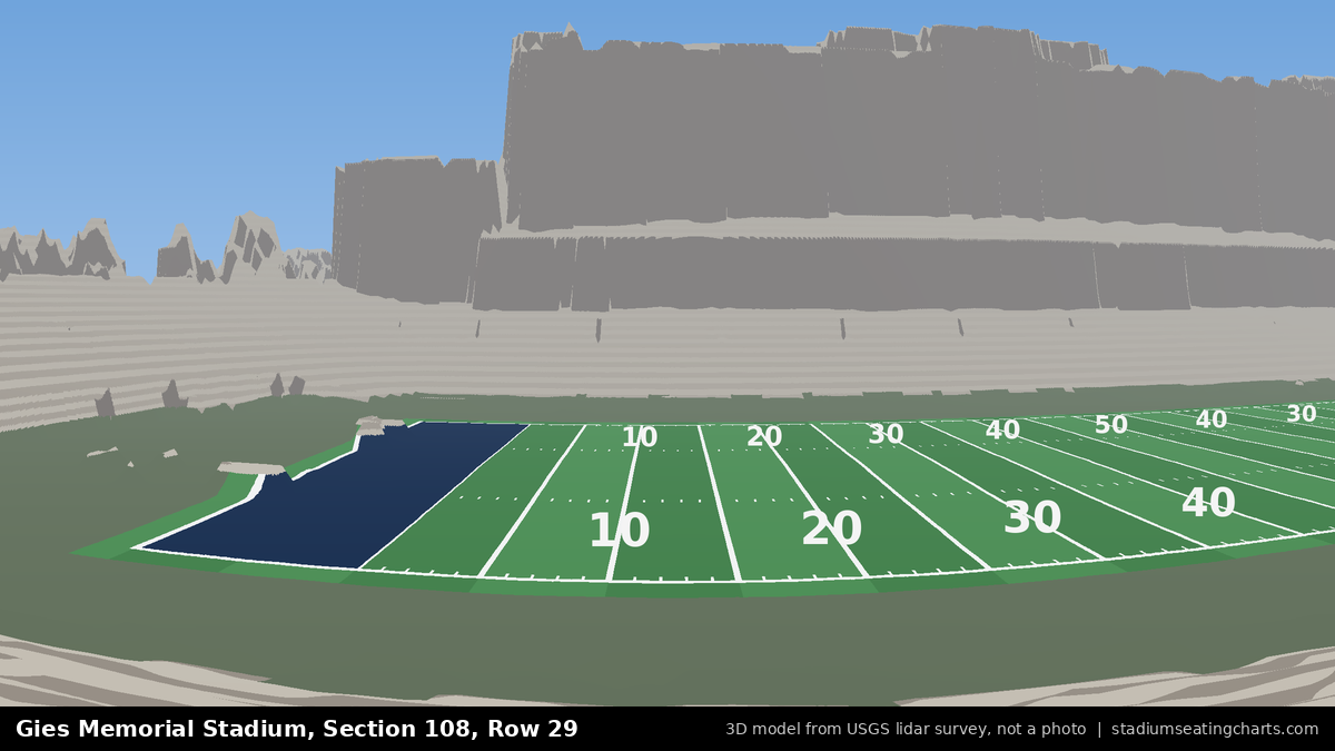 View from Gies Memorial Stadium Section 108, Row 29, looking toward the field