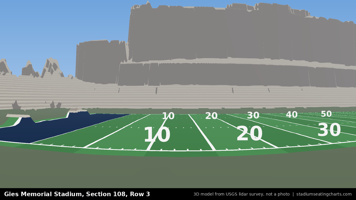 View from Gies Memorial Stadium Section 108, Row 3, looking toward the field