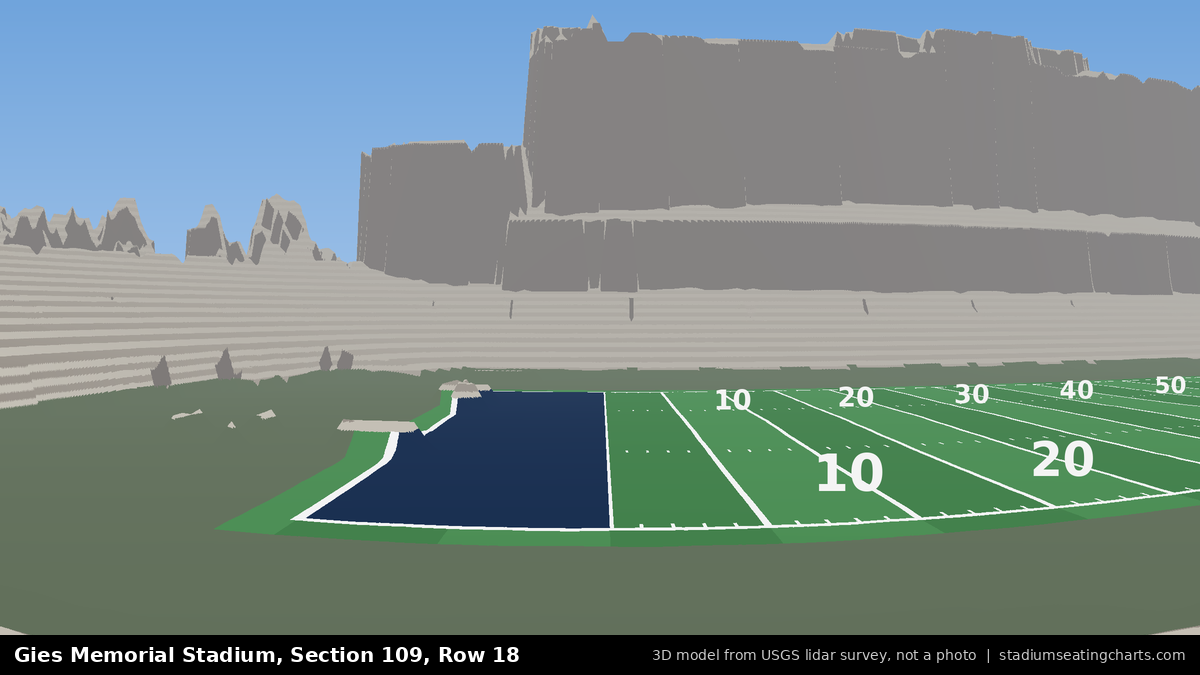 View from Gies Memorial Stadium Section 109, Row 18, looking toward the field