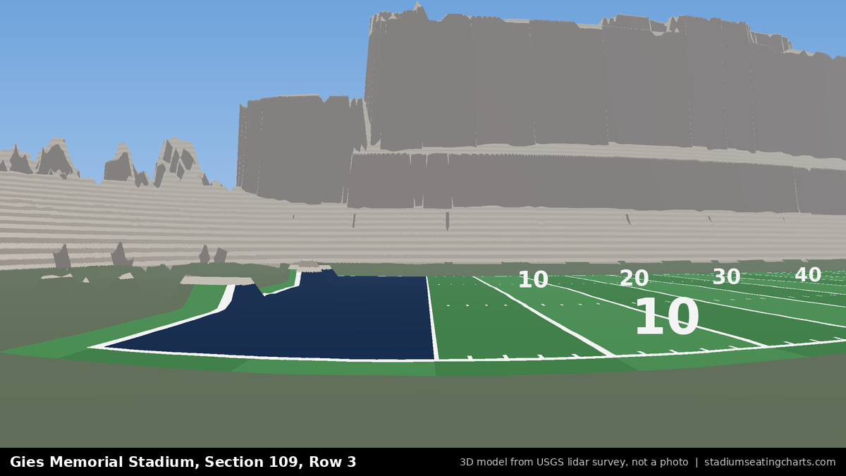 View from Gies Memorial Stadium Section 109, Row 3, looking toward the field