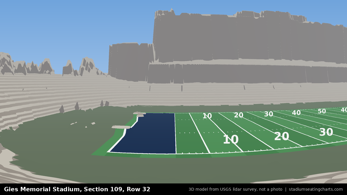 View from Gies Memorial Stadium Section 109, Row 32, looking toward the field