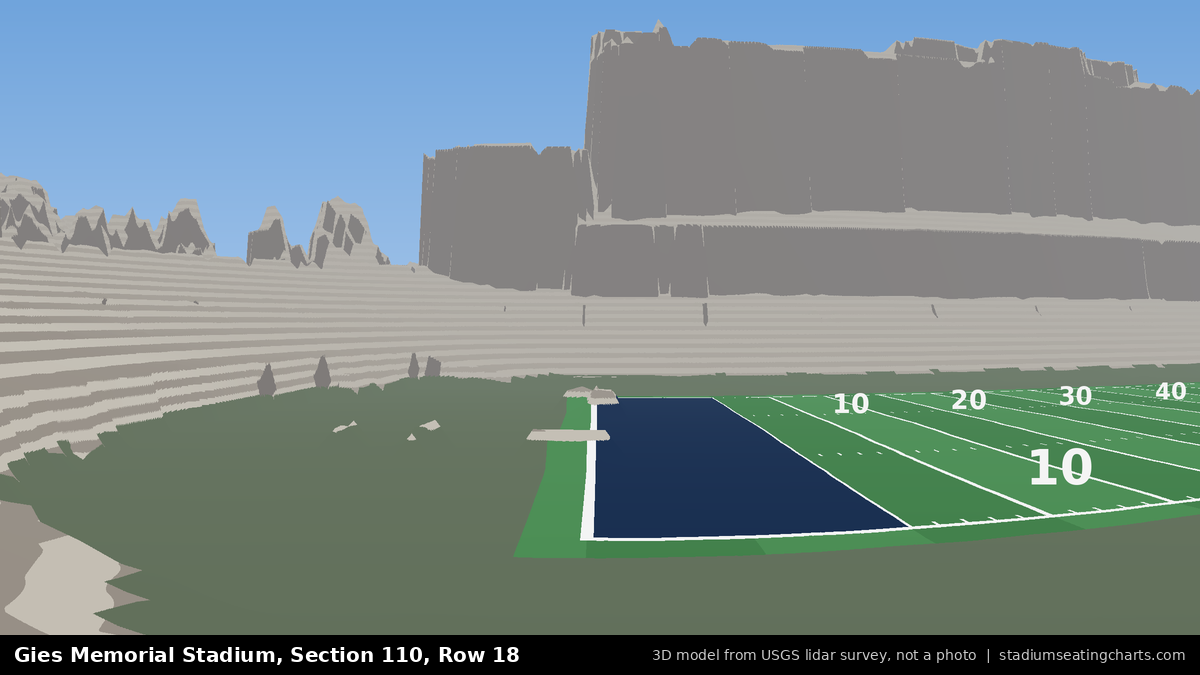 View from Gies Memorial Stadium Section 110, Row 18, looking toward the field