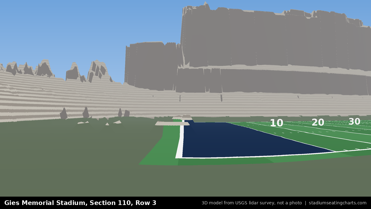View from Gies Memorial Stadium Section 110, Row 3, looking toward the field