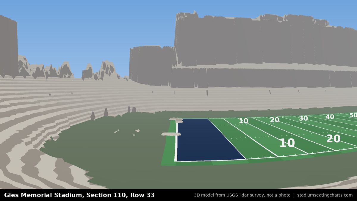 View from Gies Memorial Stadium Section 110, Row 33, looking toward the field