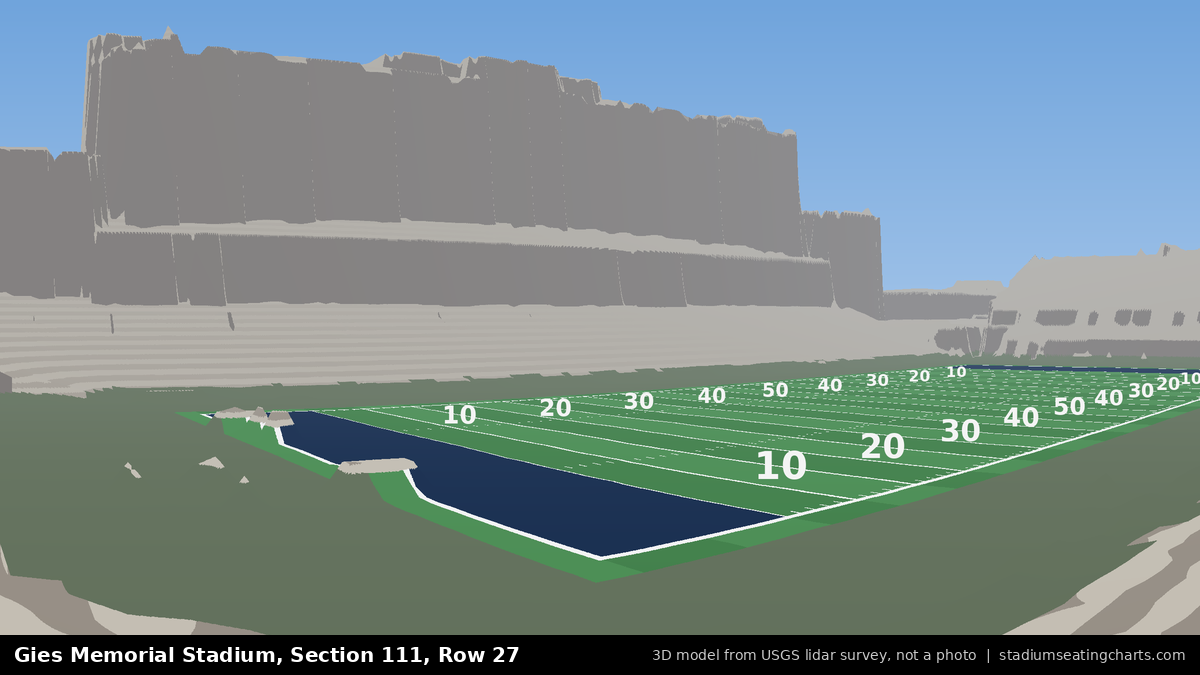View from Gies Memorial Stadium Section 111, Row 27, looking toward the field