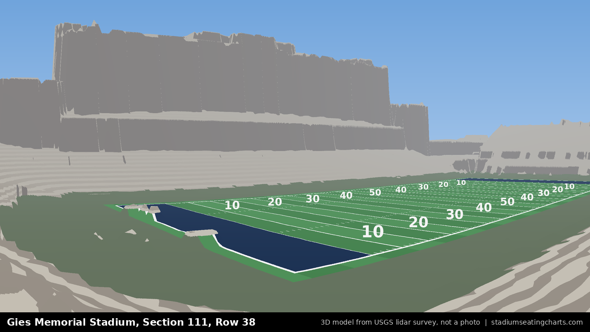 View from Gies Memorial Stadium Section 111, Row 38, looking toward the field