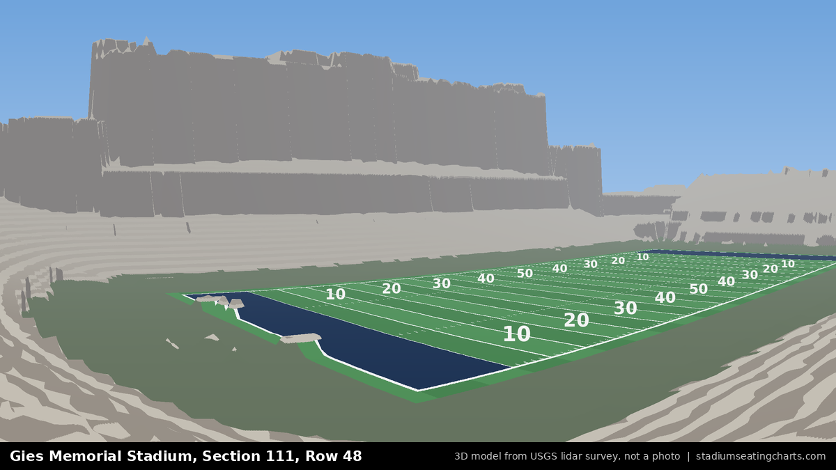 View from Gies Memorial Stadium Section 111, Row 48, looking toward the field