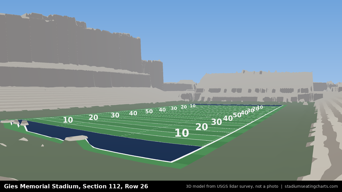 View from Gies Memorial Stadium Section 112, Row 26, looking toward the field