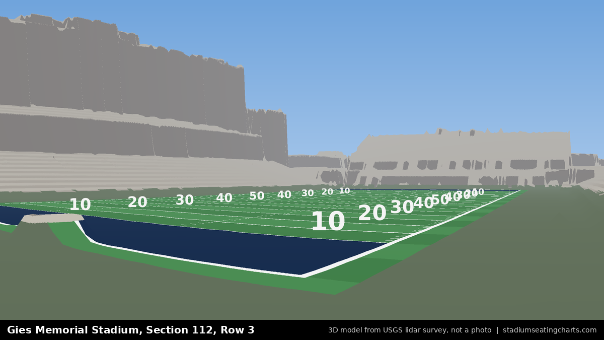 View from Gies Memorial Stadium Section 112, Row 3, looking toward the field